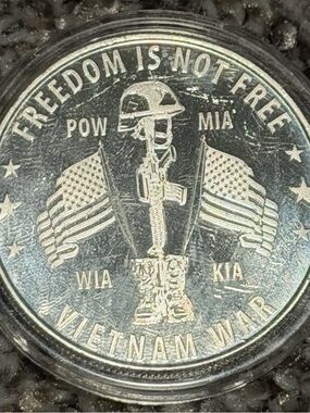 Amac 1 oz 999 fine silver “FREEDOM ISN’T FREE” POW MIA WIA KIA Vietnam war round